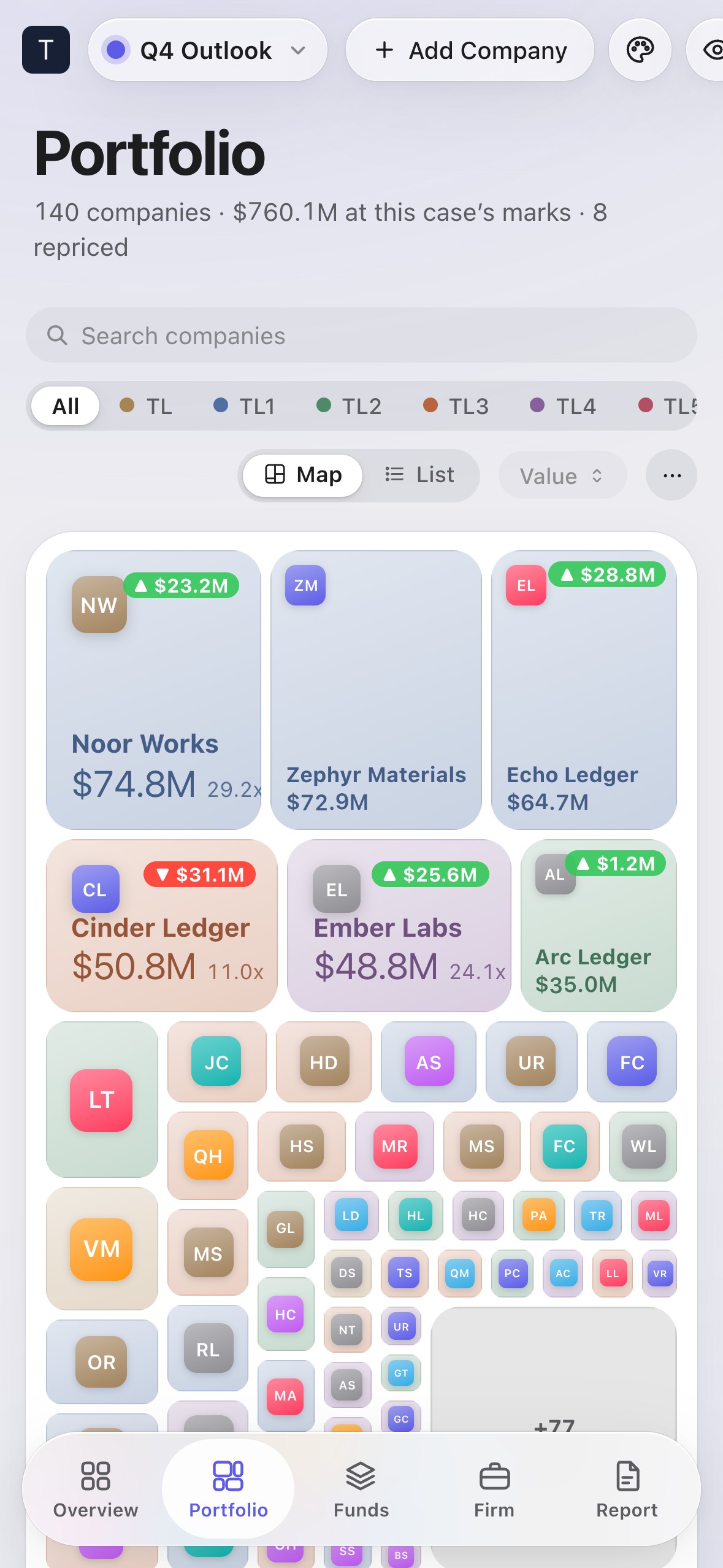 Portfolio map on iPhone