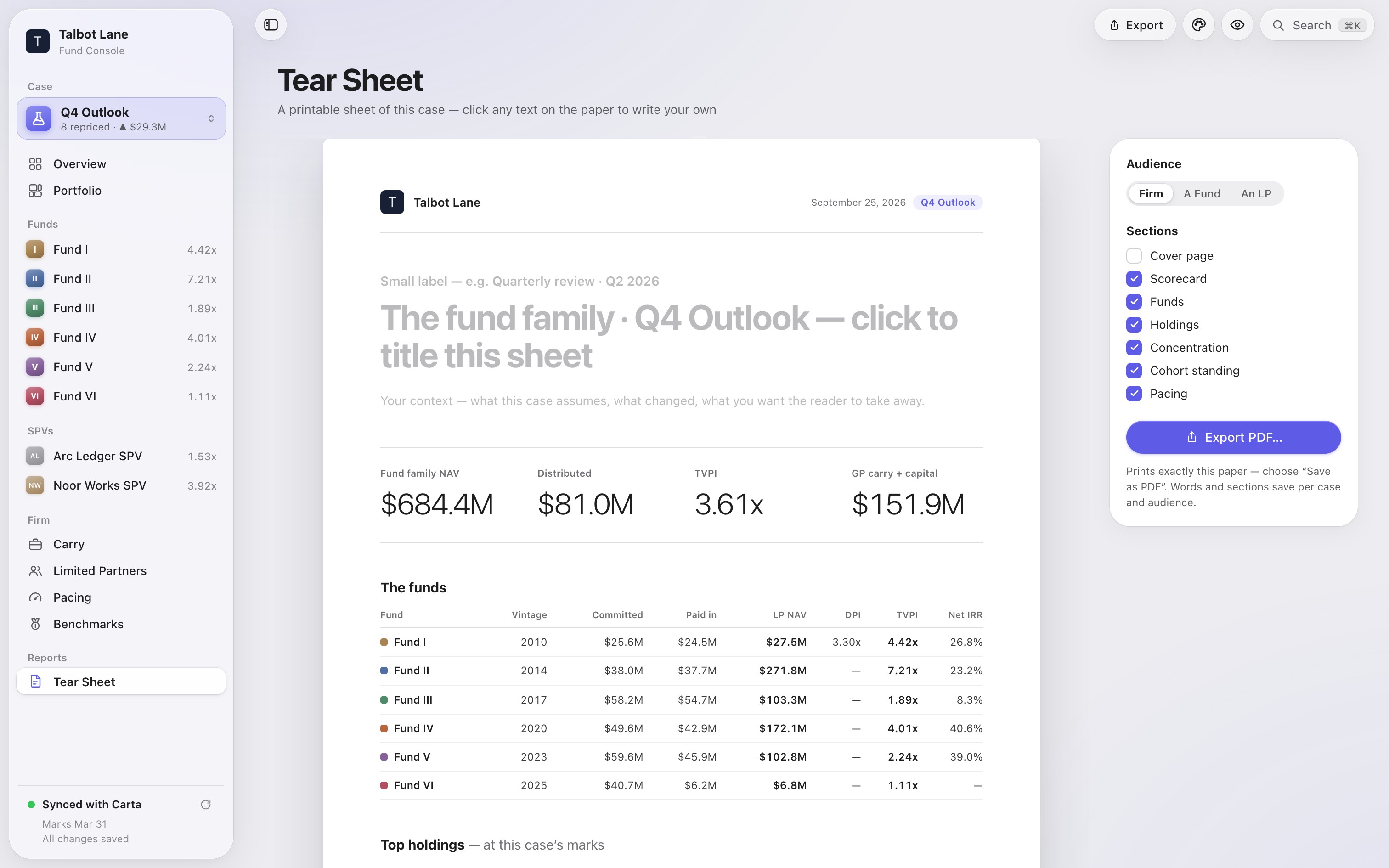 The tear sheet composer