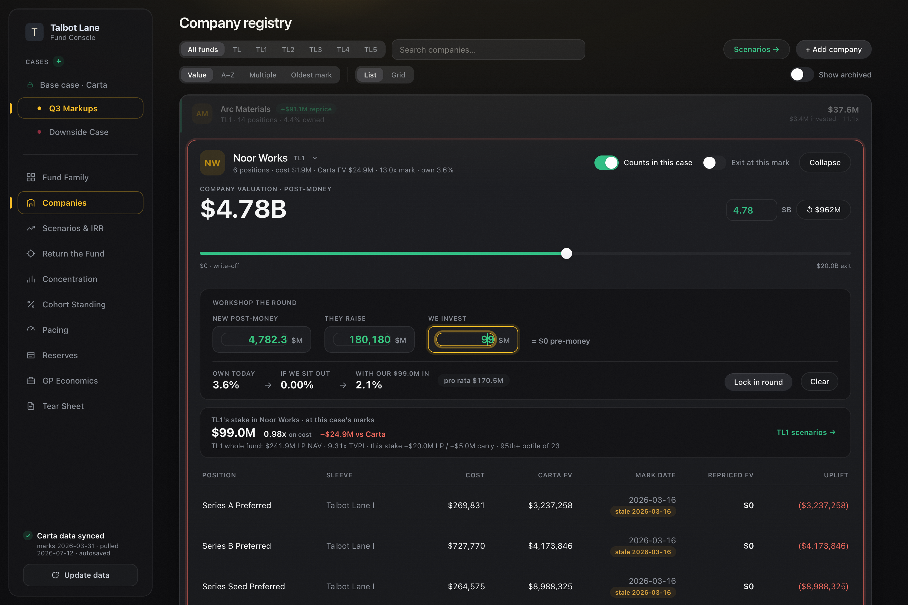 Modeling a financing round: the ownership walk and pro rata